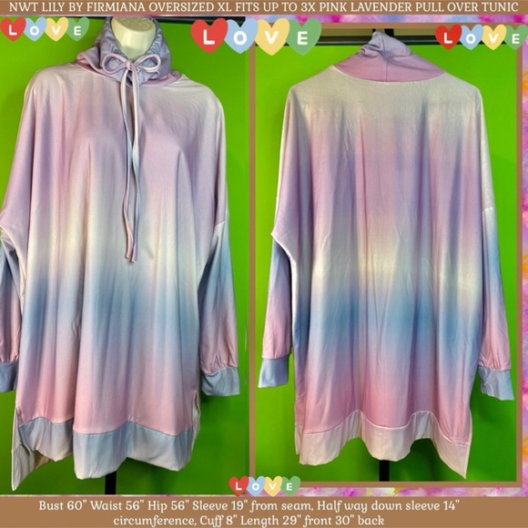 NWT LILY BY FIRMIANA OVERSIZED XL FITS UP TO 3X PINK LAVENDER PULL OVER TUNIC - Picture 10 of 13